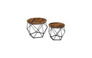 Vasagle Beistelltisch, 2er Set,Holz, Metall 50x40cm & 40x36 cm, Traglast max. 20 kg