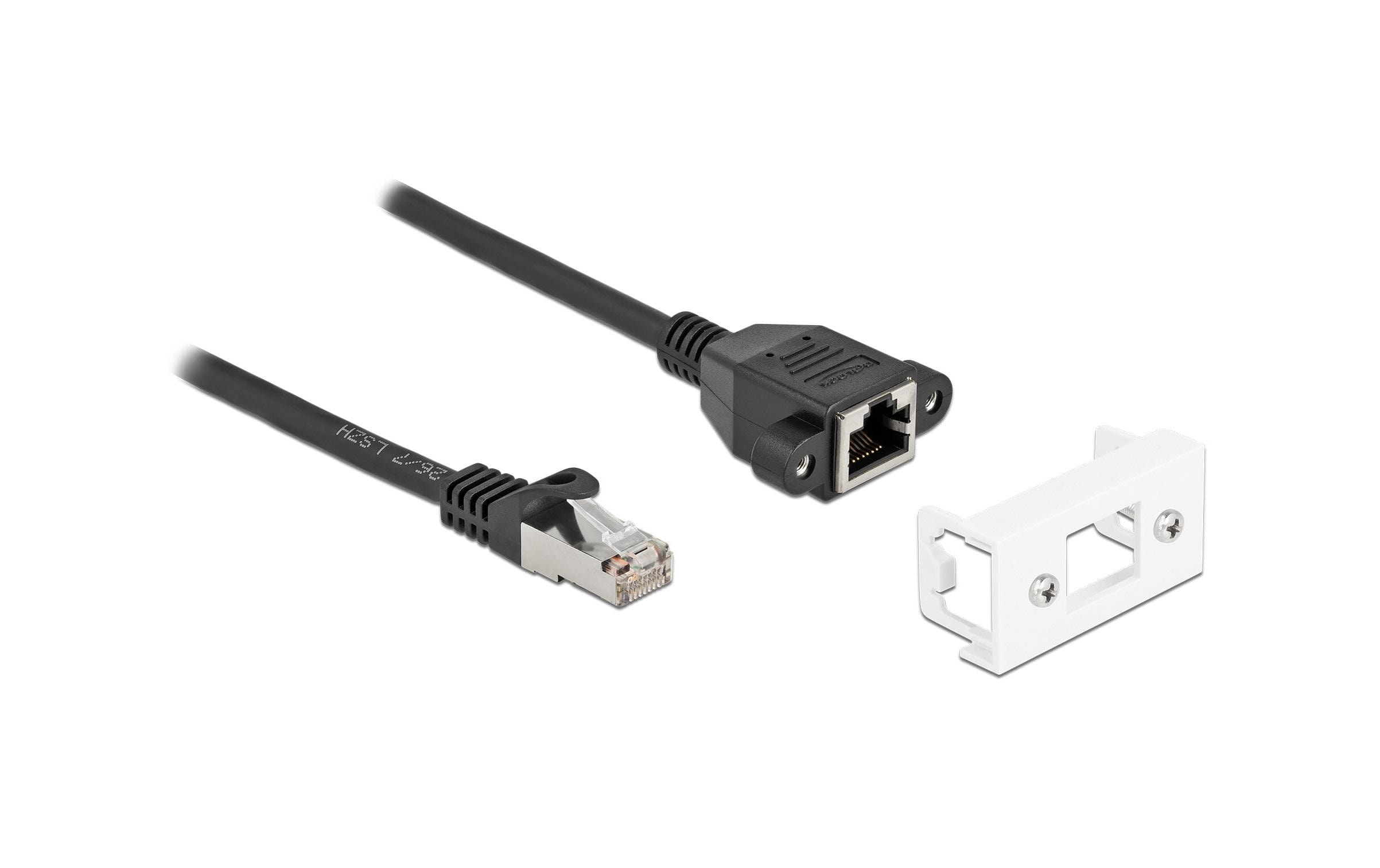 1376203 - Mediatech Delock Verlängerungskabel: S/FTP RJ45-RJ45 Easy45,Stecker-Buchse,Cat.6A,2m,schwarz