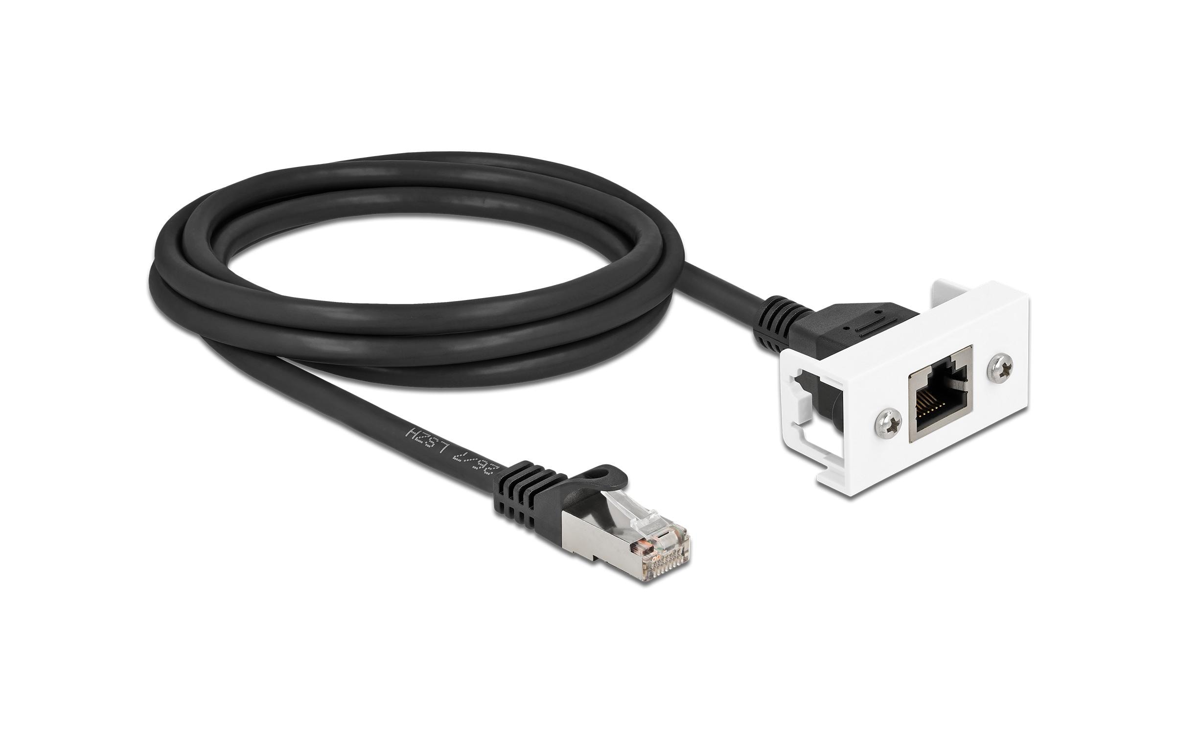 1376203_1 - Mediatech Delock Verlängerungskabel: S/FTP RJ45-RJ45 Easy45,Stecker-Buchse,Cat.6A,2m,schwarz