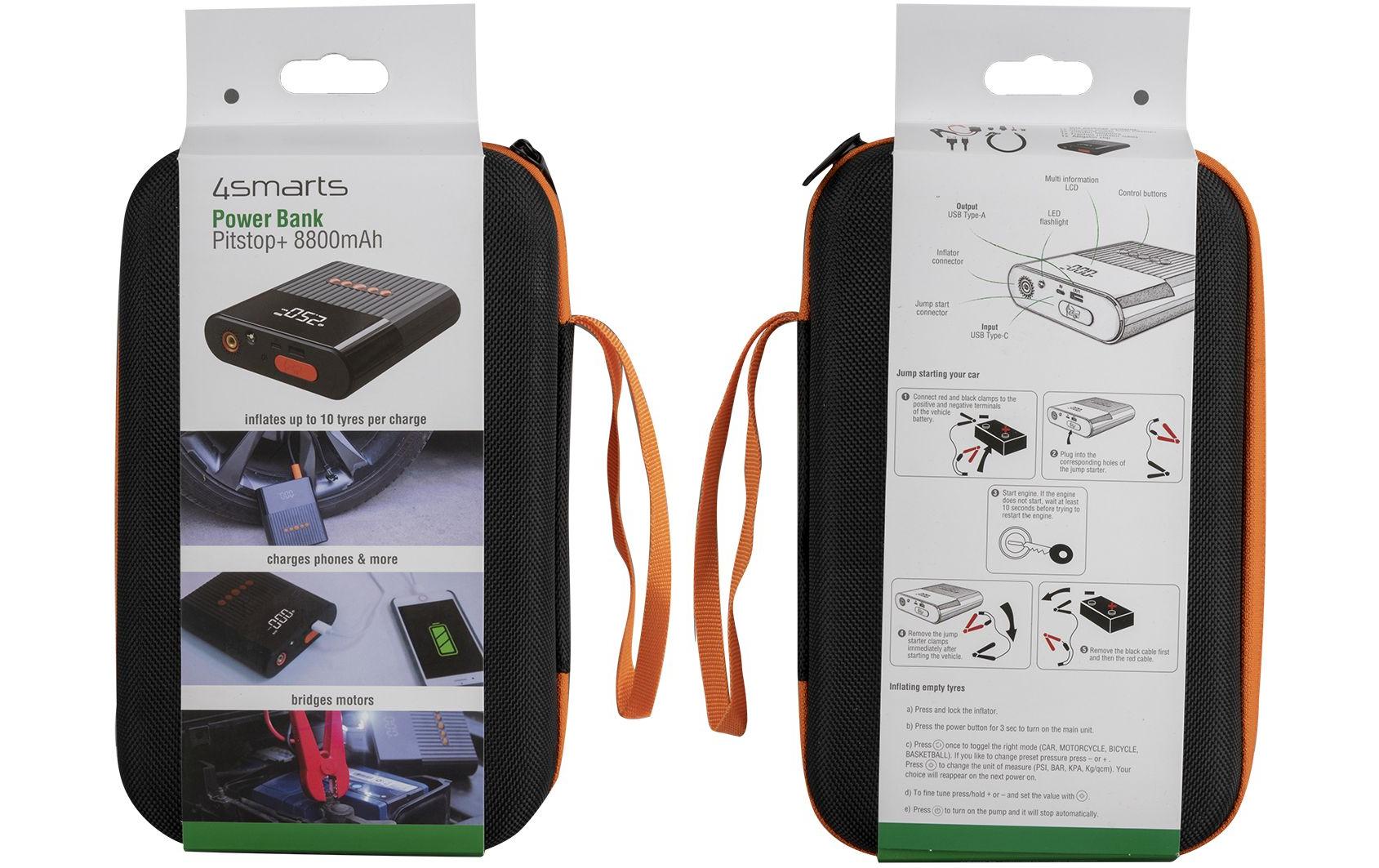 1383440_2 - Mediatech 4smarts Powerbank Jump Starter PitStop 8800mAh, schwarz, Kompressor, Taschenlampe