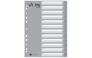 VON Register Zahlen 1-12, A4, PP grau