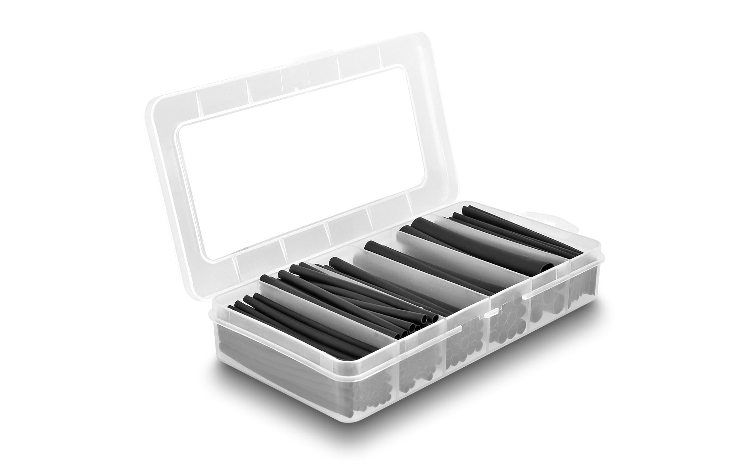 Delock Schrumpfschlauch Sortimentsbox 122-teilig, schwarz, rate 3:1, Doppelwandig