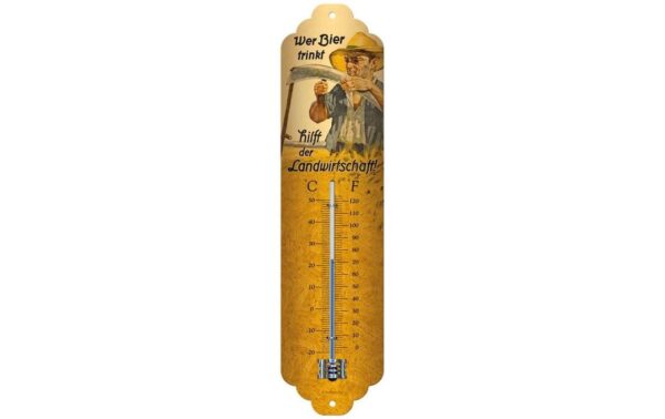 Nostalgic Art Thermometer Wer Bier trinkt Metall, 28x6.5 cm, Celisus & Fahrenheit