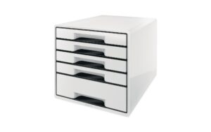 Leitz Schubladenbox Cube WOW weiss/schwarz, 5 Schubladen