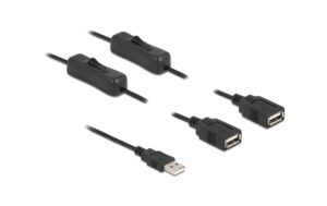 Delock USB-Stromkabel USB-A-A, schwarz 2x 1m, inkl Ein/Aus Schalter 5V/2A kaufen | Mediatech.ch