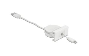 Delock Easy 45 Modul Ausrollkabel, weiss USB Typ-A zu 8 Pin Lightning Stecker