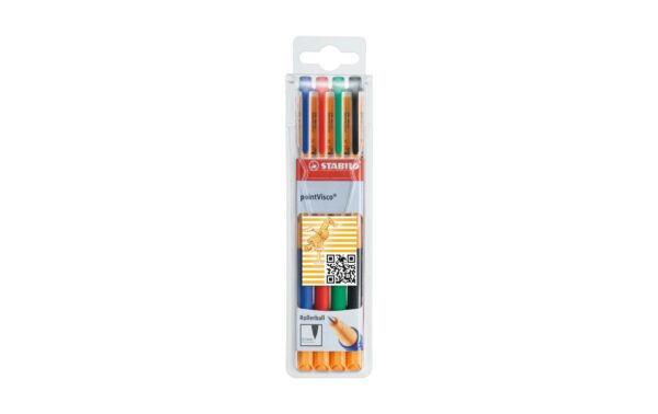 Stabilo Visco Gel-Rollerball, 4 Stk 4er Etui: rot, blau, grün, schwarz