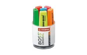 Stabilo Boss Original Textmarker, 6 Stk Rundbox transparent