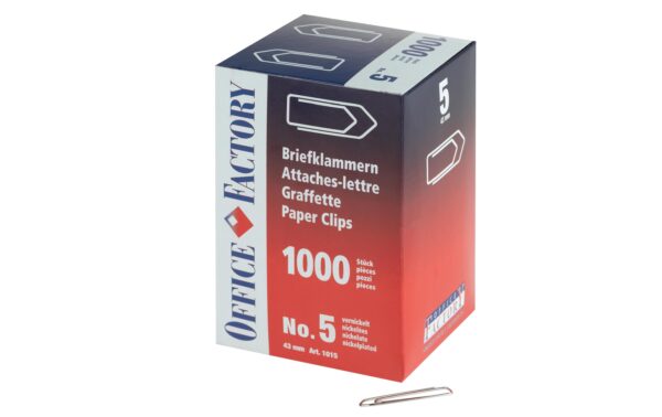SMART OFFICE Büroklammern, 1000 Stk Gr. 5, Länge 43 mm