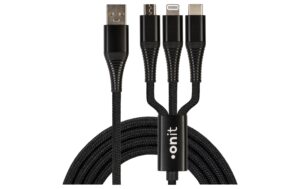 onit USB-Multi-Kabel schwarz 0.2m USB 2.0 / max. 12W, nur Ladekabel