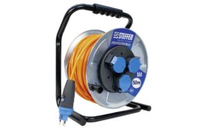 Steffen Kabelrolle Professional 3xT13 silber, verzinkt, IP55, 3x1.5mm, 50m Kabel