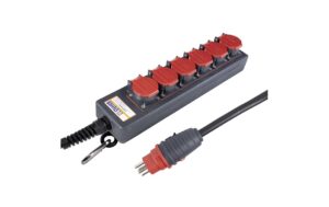 Steffen Steckdosenleiste Professional 6xT25 schwarz-rot, IP55, 5x2.5mm, 5m Kabel