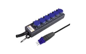 Steffen Steckdosenleiste Professional 6xT23 schwarz-blau, IP55, 3x2.5mm, 5m Kabel