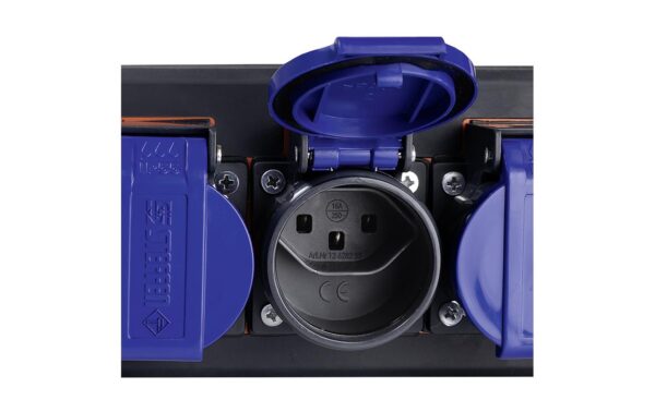 Steffen Steckdosenleiste Professional 6xT23 schwarz-blau, IP55, 3x2.5mm, 5m Kabel