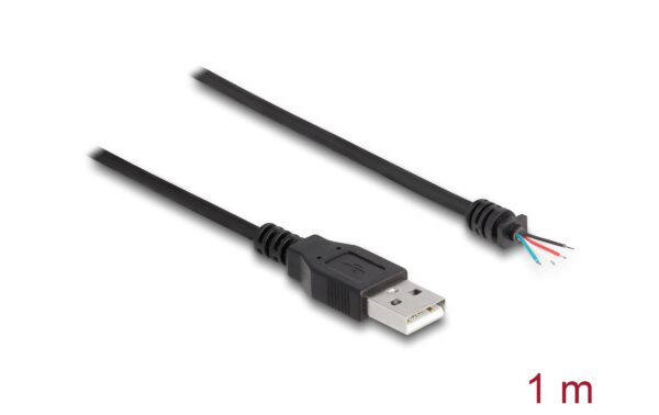 1422709_1 - Mediatech Delock USB2.0 Typ-A Stecker zu 4x offene Kabelenden, 1m, schwarz