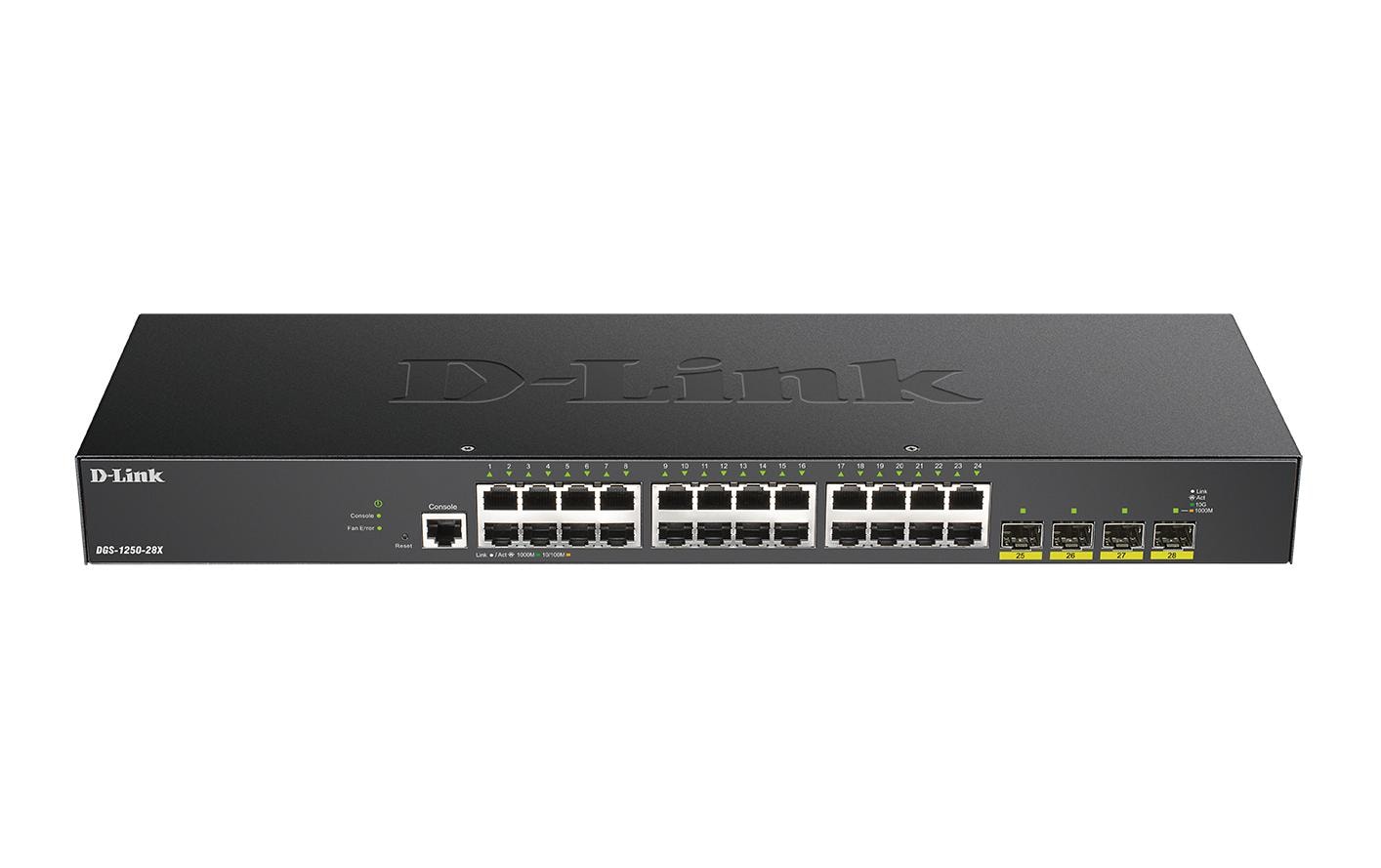 1423511 - Mediatech D-Link DGS-1250-28X/E: 28Port Switch 24x 10/100/1000Base-T, 4x 10-Gigabit (SFP+) kaufen Schweiz | Mediatech.ch