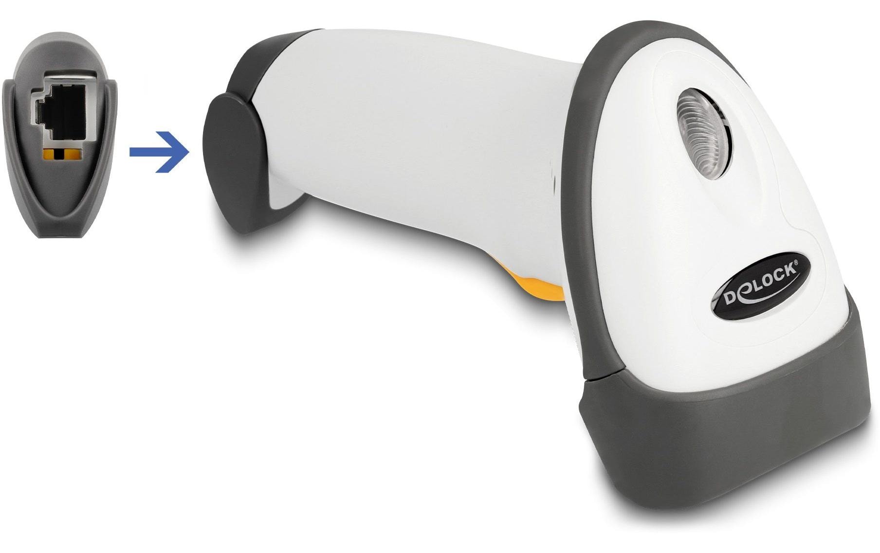 1424251_1 - Mediatech Delock 90565 1D Barcode Scanner hellgrau, mit Anschlusskabel und Halterung
