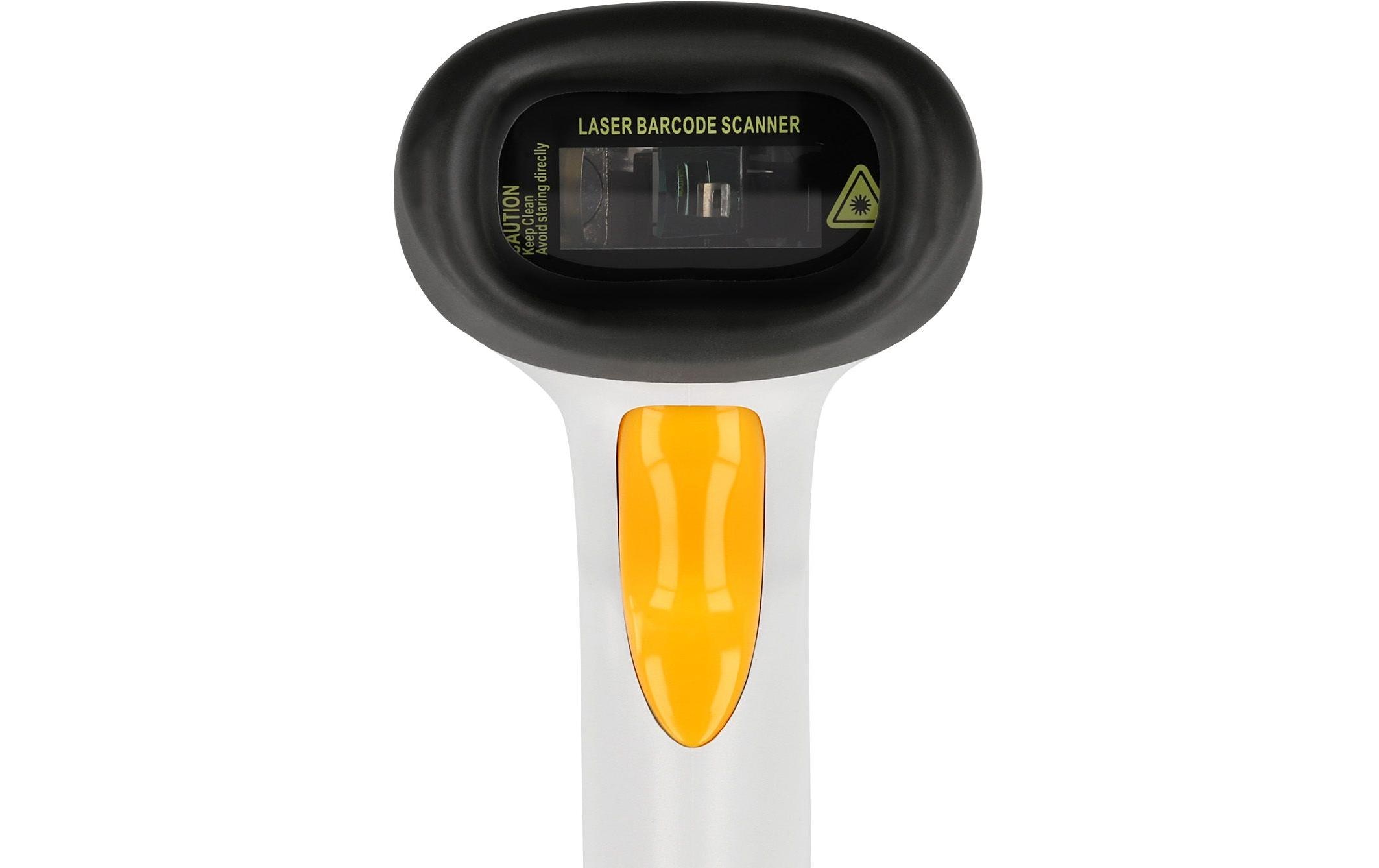1424251_2 - Mediatech Delock 90565 1D Barcode Scanner hellgrau, mit Anschlusskabel und Halterung