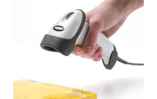 1424251_5 - Mediatech Delock 90565 1D Barcode Scanner hellgrau, mit Anschlusskabel und Halterung