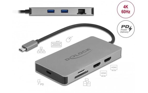 1424255_2 - Mediatech Delock Dockingstation USB3.2-C, 4K, PD 3.0 HDMI, SD, micro SD