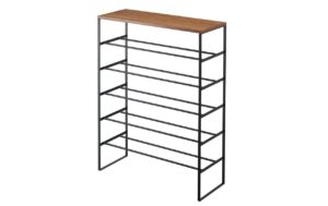 Yamazaki 6-stufiges Schuhregal TOWER 66 x 25 x 87 cm, Metall/Holz, schwarz