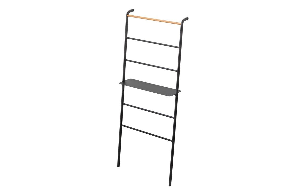 Yamazaki Leiteraufhänger mit Regal TOWER 66 x 38 x 160 cm, Metall/Holz, schwarz