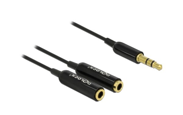 Delock Audio 3.5mm 3Pin Klinkenstecker 25cm zu 2x Klinkenbuchse 3.5mm 3 Pin, schwarz