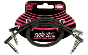 Ernie Ball 6405 Patchkabel Stereo Stereo, flach, gew./gew., schwarz,30 cm,2er