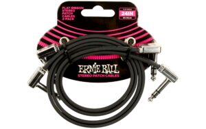 Ernie Ball 6406 Patchkabel Stereo Stereo, flach, gew./gew., schwarz,60 cm,2er