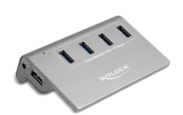 1432783 - Mediatech Delock externer USB 3.2 Hub 4 Ports, Typ-A 10 Gbps, Metallgehäuse kaufen Schweiz | Mediatech.ch