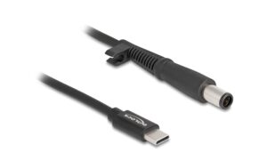 Delock Ladekabel USB-C-7.4x5.0mm zu HP Stecker, 1.5m, schwarz, 20 V