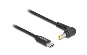 Delock Ladekabel USB-C-5.5x3.0mm zu Samsung Stecker, 1.5m, schwarz, 20 V