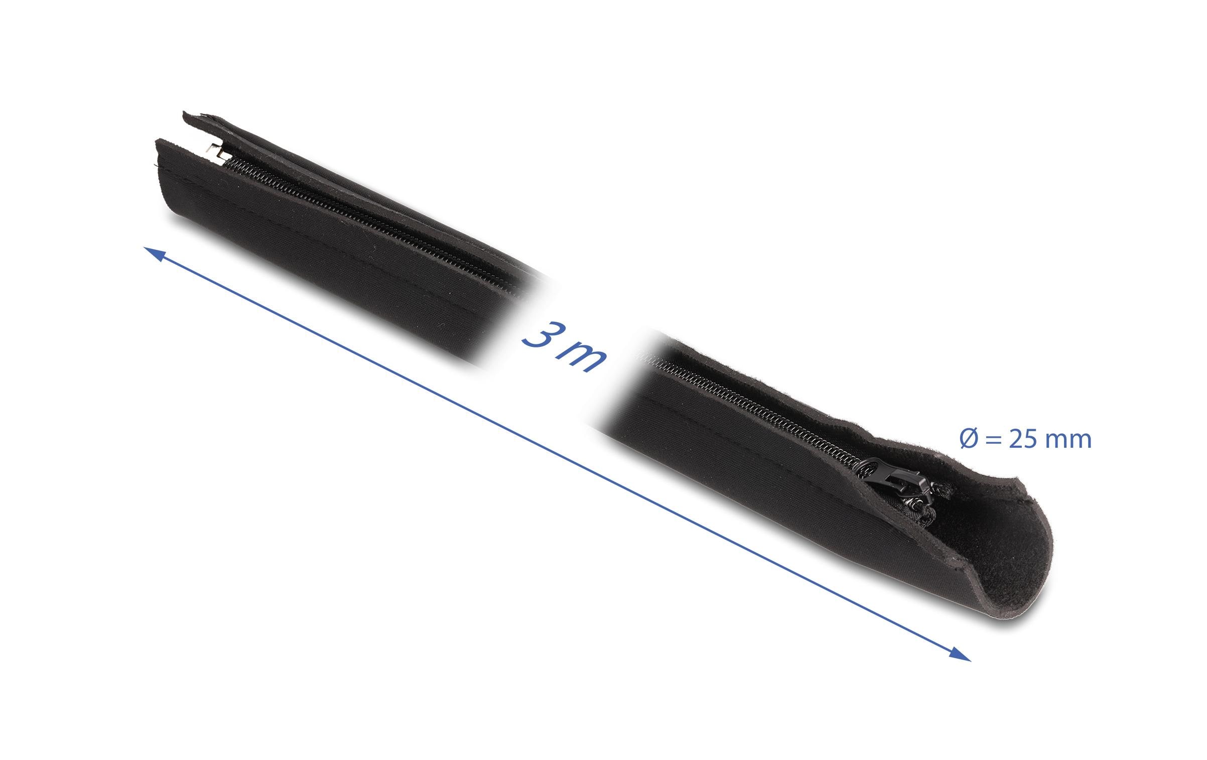 1438441_1 - Mediatech Delock Kabelschlauch Neopren flexibel mit Reissverschluss, 3mx100mm, schwarz
