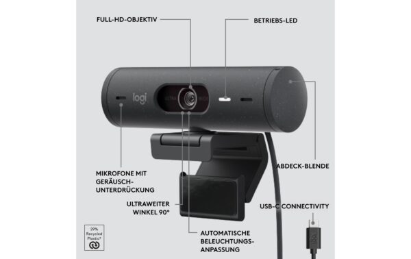 Logitech Webcam Brio 500 graphite