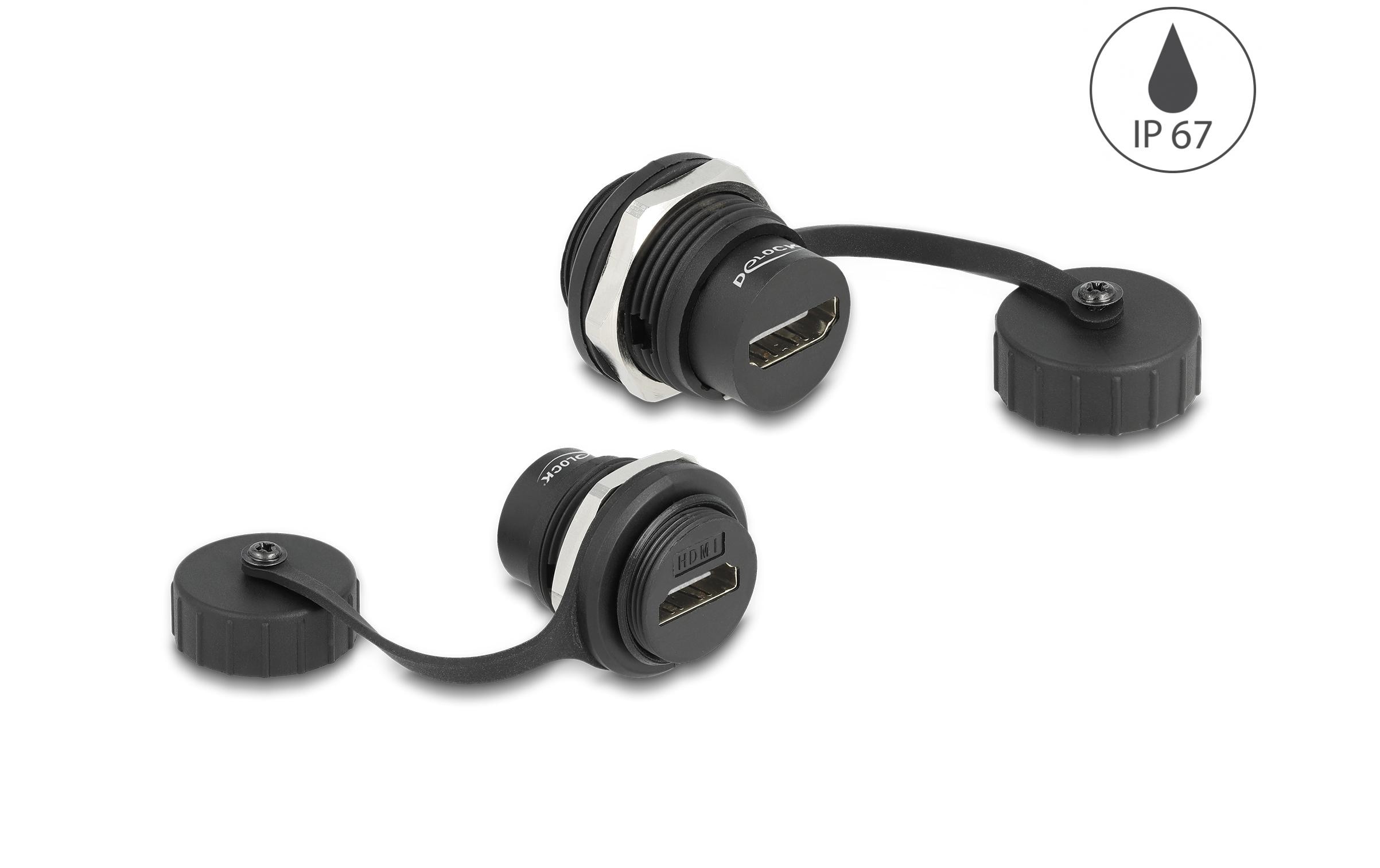 1450512_1 - Mediatech Delock HDMI-A Einbaubuchse IP67 staub- & wassserdicht, Verschlusskappe