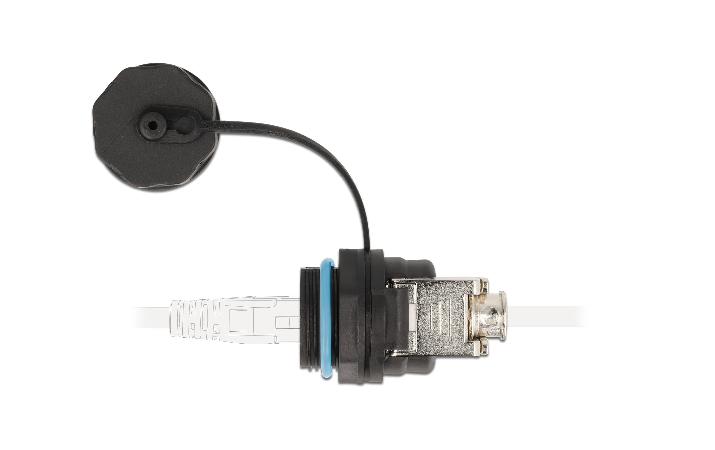 1450516_2 - Mediatech Delock Kabelverbinder RJ45 Buchse, blau zu Cat.6A LSA, wasserfeste Verschlusskappe