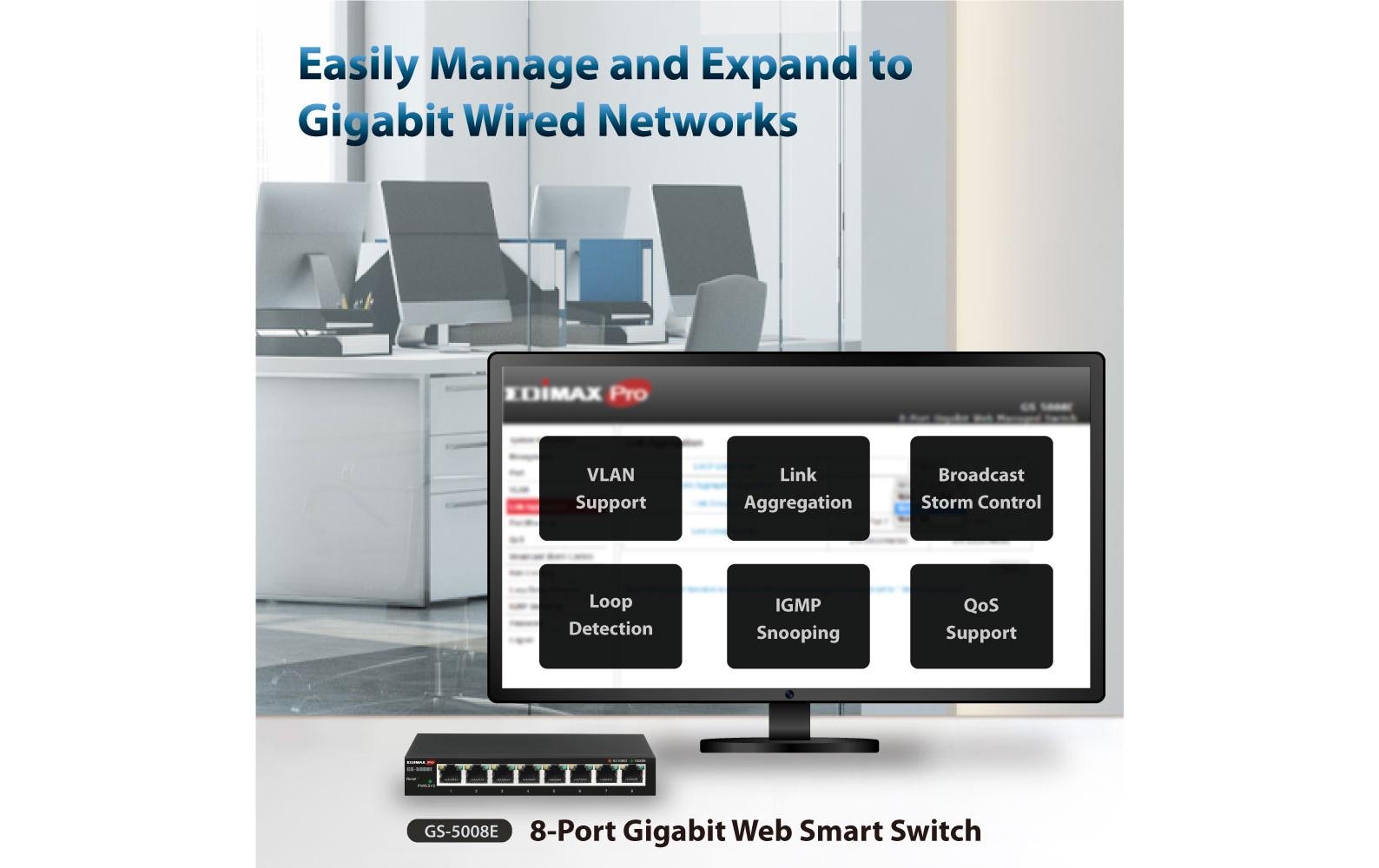 1452625_6 - Mediatech Edimax GS-5008E: 8 Port Switch, 1Gbps Metalgehäuse, Smart Managed