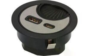 Max Hauri Kabeldurchführung USB-A+C rund, 60mm / 80mm Durchführung, silber