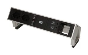 Bachmann DESK2 Steckdosenleiste Inox 2x T13, 1x USB-A/C, 1x leer