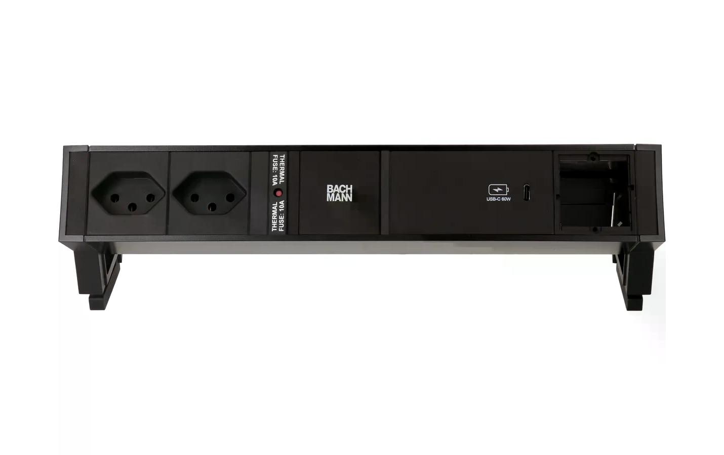 1454133_1 - Mediatech Bachmann DESK2 Steckdosenleiste Schwarz 2x T13, 1x USB-C, 1x leer