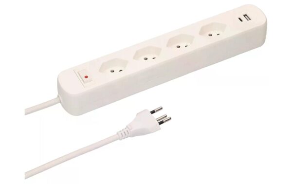 Max Hauri Steckdosenleiste Basic-Line 4x T13, 1x USB-A/C, weiss, 1.5m Kabel kaufen Schweiz | Mediatech.ch