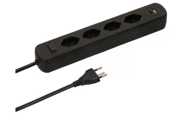 Max Hauri Steckdosenleiste Basic-Line 4x T13, 1x USB-A/C, schwarz, 1.5m Kabel kaufen Schweiz | Mediatech.ch