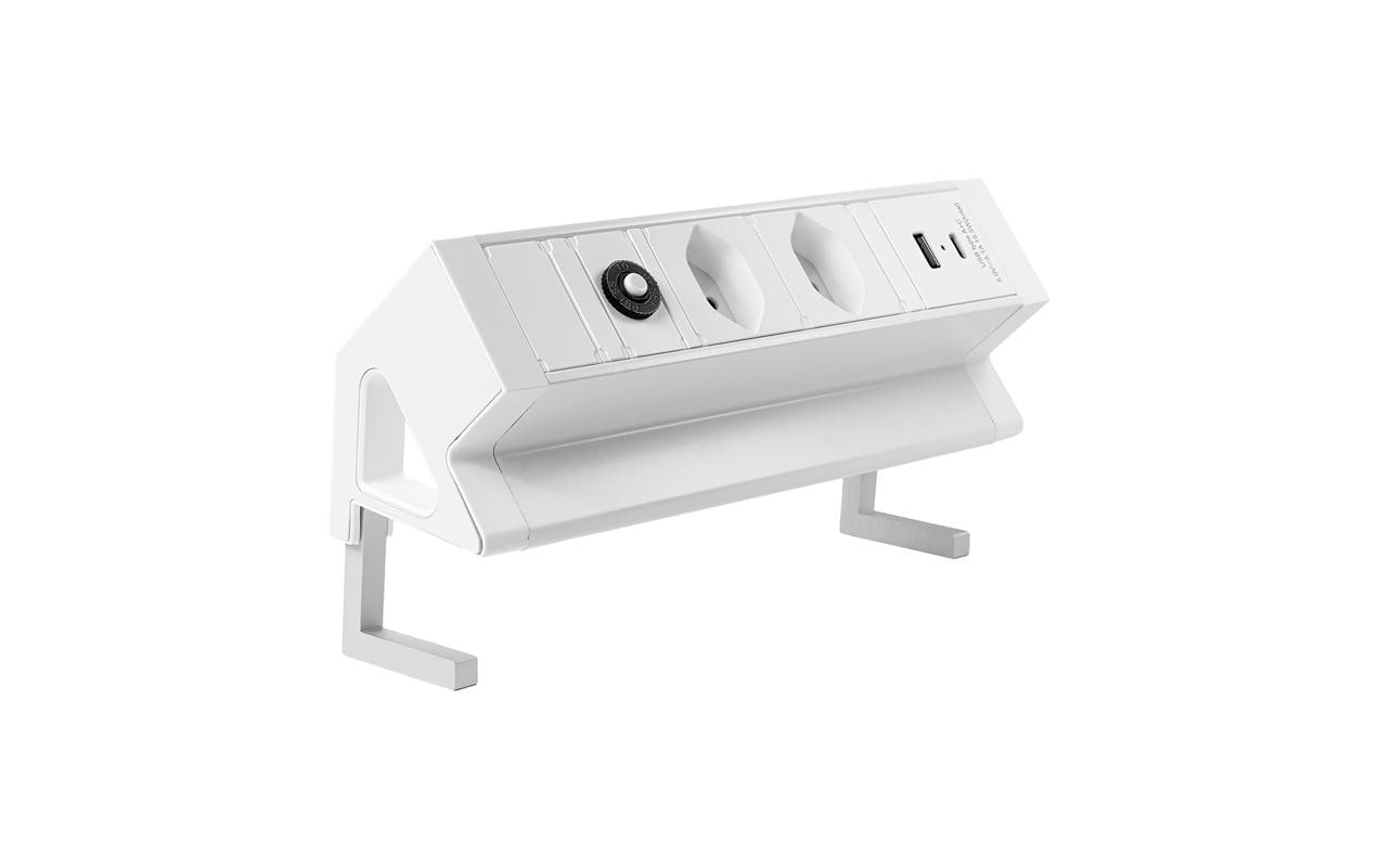 Steffen ALU DESK 2xT13, USB-A+C weiss, 1.5m Kabel