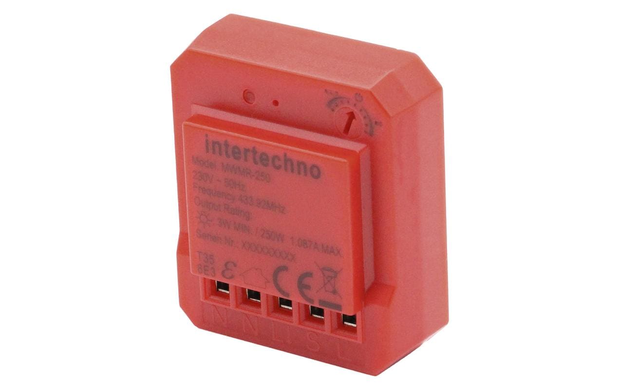 Intertechno Funk-Mini Einbaudimmer Rot 250W Schaltleistung, Standby <0.5 Watt