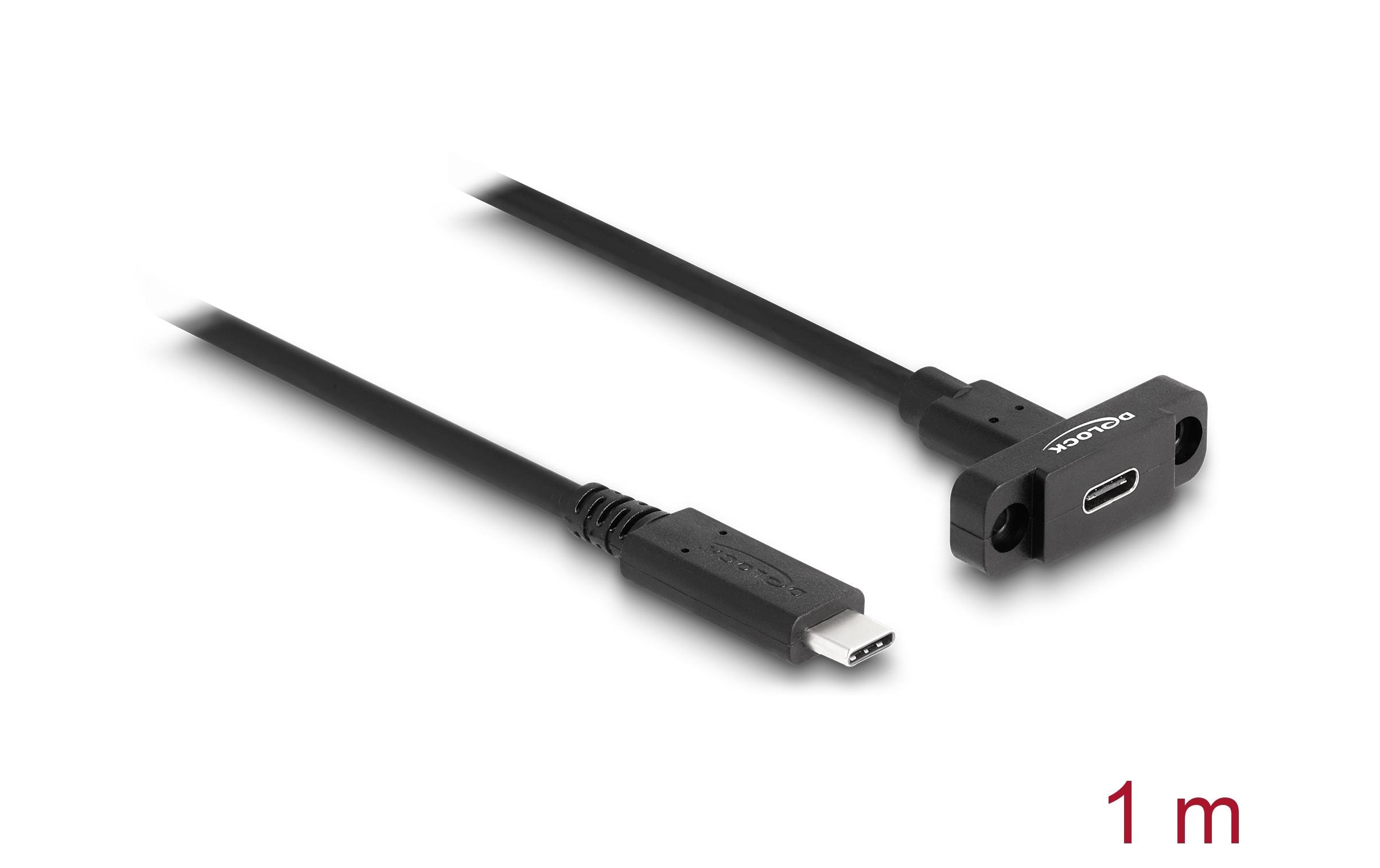 1466307_1 - Mediatech Delock USB3.2 Gen 2 Kabel Typ-C 1m Stecker zu Buchse, zum Einbau, schwarz
