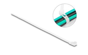 Delock Kabelbinder L:200 x B:4.8mm weiss wiederverwendbar, 100 Stück