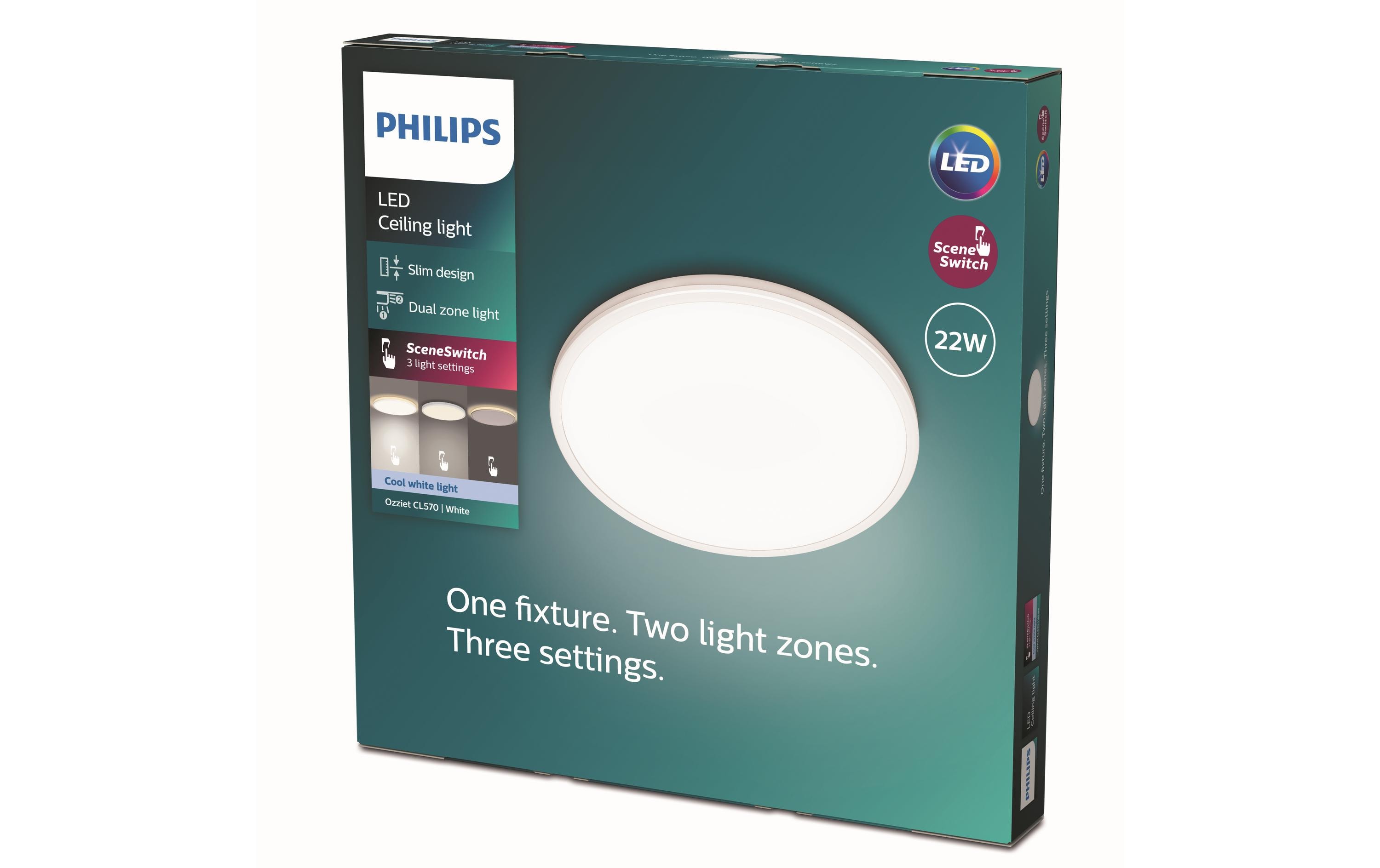 1467130_2 - Mediatech Philips Deckenleuchte Ozziet CL570 SSW, 22W, 4000K, weiss