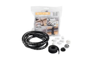 Steffen D-Line Kabelmanagement Set Schwarz Spirale,3xKabelhalterung,6xClips,Klettband