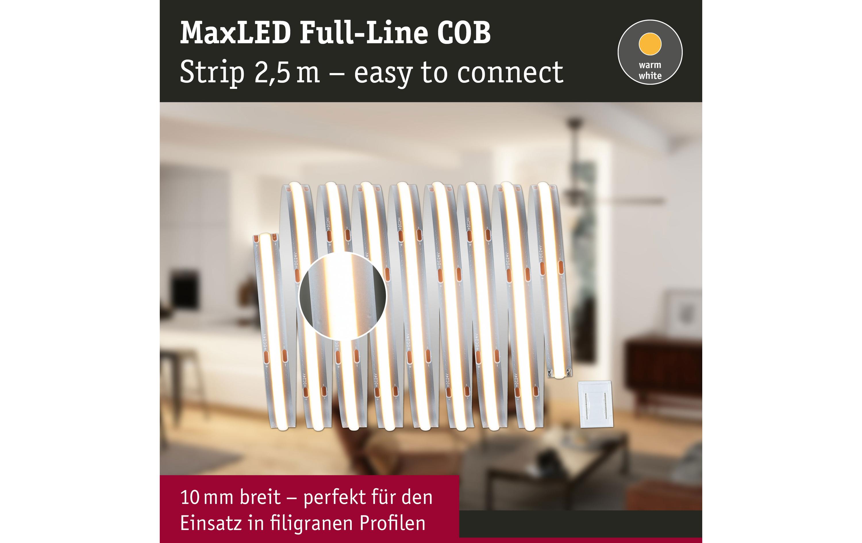 1473787_2 - Mediatech Paulmann MaxLED 1000 Stripe 2,5m COB warmweiss, 2700K, 30W 230,24V, silber