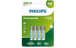 Philips Akku Rechargeable AAA 950 mAh, AAA Nickel-Metall-Hydrid, 4 Stück